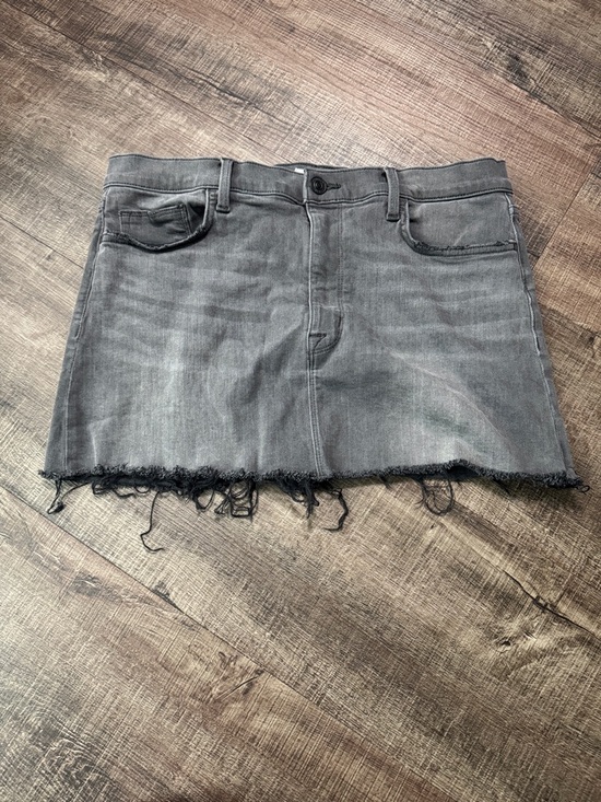 Hudson Jeans Black Washed Denim Mini Skirt with Raw Hem